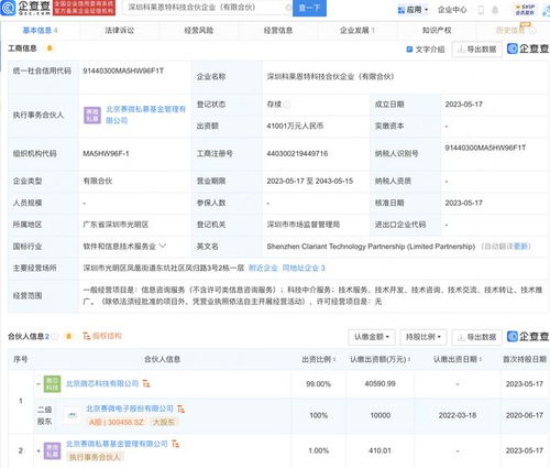 賽微電子投資4億在深圳設立科技合伙公司，拓展社會經濟咨詢服務